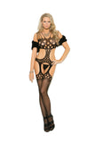 Crochet suspender bodystocking.