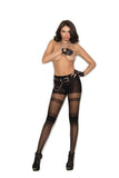 Sheer pantyhose with horizontal detail.