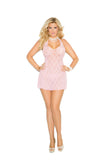 Lace halter mini dress.