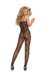Rose lace bodystocking with open crotch.