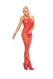 Rose lace bodystocking with open crotch.