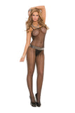 Seamless crochet bodystocking with open crotch.