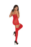Opaque suspender bodystocking with cut out heart detail.
