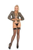 Fishnet thigh hi with satin bow.