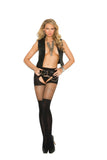 Opaque crotchless pantyhose with diamond 
net top.