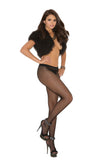 Fishnet pantyhose with rhinestone back seam.