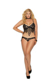 Lace bralette with underwire cups, adjustable straps and a hook and eye back closure. Matching panty included.