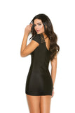 Boho short sleeve mini dress with lace up front.