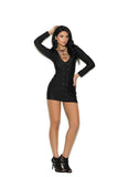 Long sleeve lycra mini dress with grommets and lace up front.