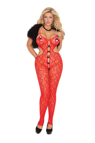 Lace Bodystocking W/bow Detail