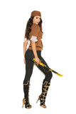 Treasure Pirate - 4 pc. costume includes short sleeve top with lace trim, pants, belt and head scarf.