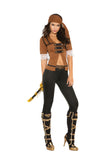 Treasure Pirate - 4 pc. costume includes short sleeve top with lace trim, pants, belt and head scarf.