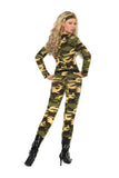 Combat Warrior - 3 pc. costume includes long sleeve zip front jumpsuit, belt with bullets and head scarf.