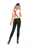 Light My Fire Hero - 2 pc. costume includes pants with attached suspenders and a short sleeve top.