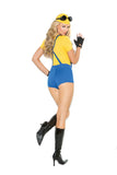 Sexy Subordinate - 4 pc. costume includes romper with attached suspenders, short sleeve top, gloves and beanie.