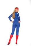 American Hero - 3 pc. costume includes long sleeve jumpsuit, wrist band and head piece.
