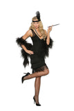Flapper - 2 pc. costume includes dress with fringe and sequin head piece with feather.