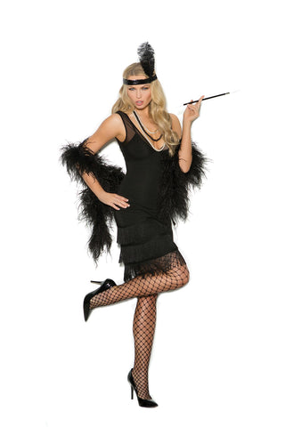 Flapper - 2 pc. costume includes dress with fringe and sequin head piece with feather.