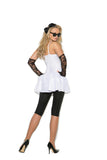 Rock Star - 6 pc. costume includes dress, leggings, lace gloves, pearl necklace, hair piece and sunglasses.