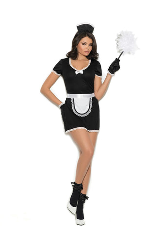 Flirty Maid - 4 pc. costume includes mini dress, apron, head piece and gloves.