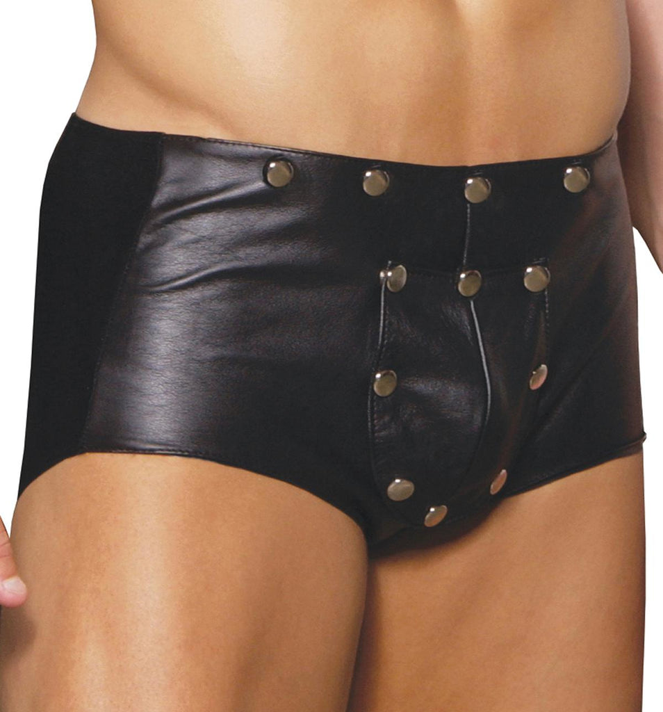 Men's leather shorts with break away front.